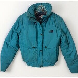 Vintage 90s North Face Jacket Women 10 Teal Blue Green Snow Ski Winter Gaper Day